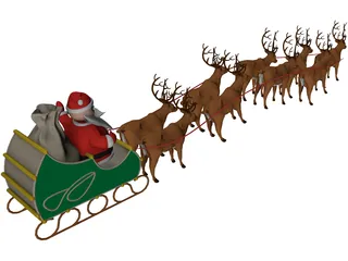 Santa and Sleigh 3D Model