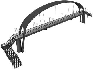 Suspension Arch Walkway Bridge 3D Model