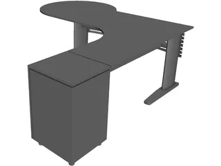 Desk with Extention 3D Model