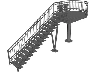 Stairs with Pedestal 3D Model