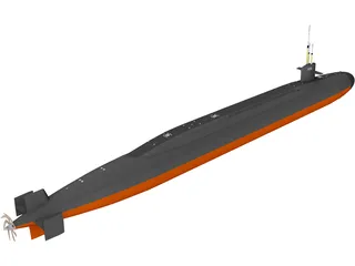 Ohio SSBN Nuclear Ballistic Missile Submarine 3D Model