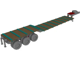 Goose Neck Lowboy Trailer 53 foot 3D Model