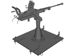 Type-96 Single AA-Gun 3D Model