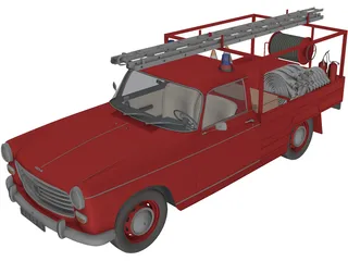 Peugeot Pickup Fire Truck 3D Model