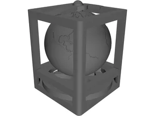 Globe in Cube Frame 3D Model