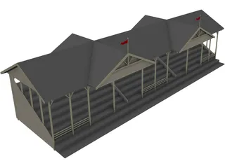 Cricket Stadium Spectator Stand 3D Model