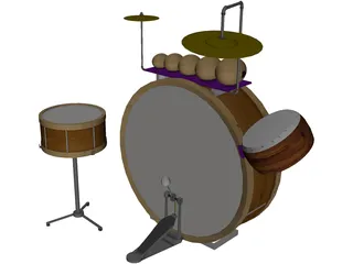 Antique Drum Kit 3D Model