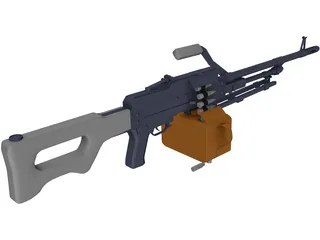 Kalashnikov Hand Machinegun 3D Model