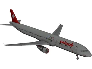 Airbus A321 SwissAir 3D Model