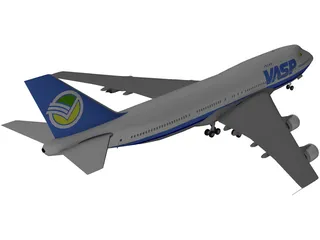 Boeing 747-400 VASP Brasil 3D Model