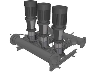 Grundfos Pump Set 3D Model