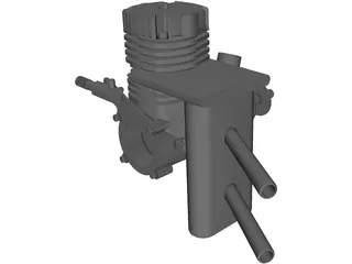 RC OS .50 Engine with Pitts Muffler 3D Model