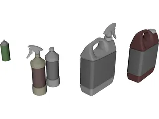 Spray Bottles 3D Model
