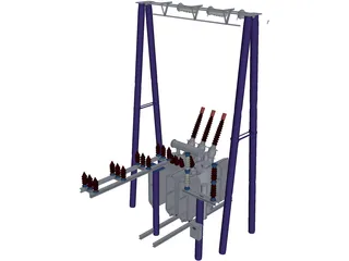 Electric High-voltage Transformers 3D Model