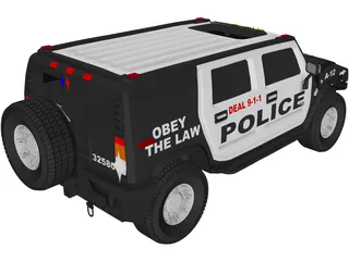 Hummer H2 Police 3D Model