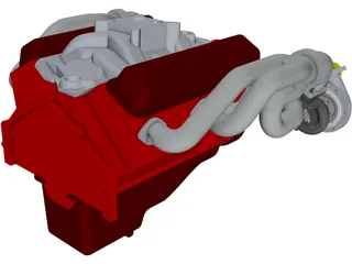 Engine SBC Dual Turbo 3D Model