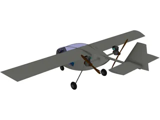 Manticore Single Seat Twin Pusher Aeroplane 3D Model