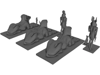 Egyptian Statues 3D Model