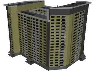 Inhabited high-rise building 3D Model