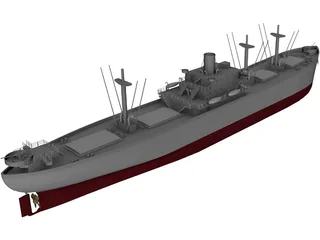 Cargo Ship WWII 3D Model