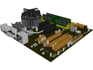 microATX Intel System Board 3D Model