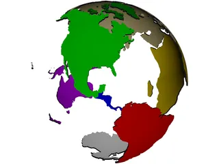 Globe Land Masses 3D Model