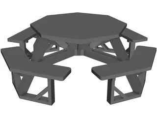 Octogonal Garden Table 3D Model