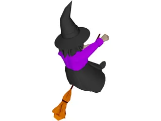 Witch Flying On Broom 3D Model