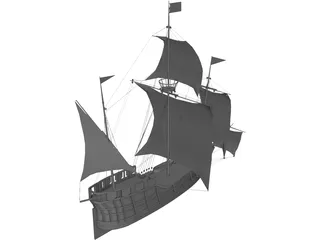 Caravel Sailing Ship 3D Model