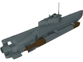 Seehund Midget Submarine 3D Model