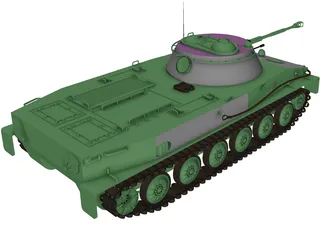 PT 76 Amphibious Tank 3D Model