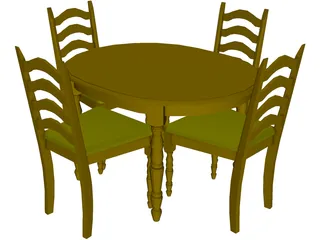 Table with Chairs 3D Model