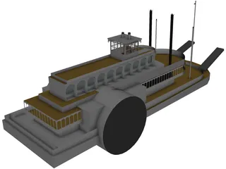 Steamboat SideWheel (1900) 3D Model