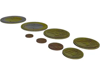 Euro Coins 3D Model