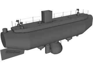 Trieste Submarine 3D Model