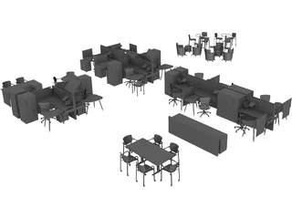 Office Furniture Set 3D Model