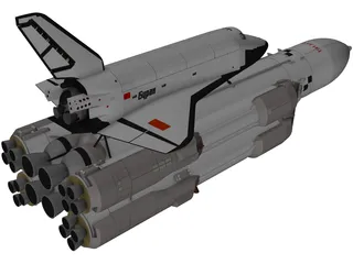 Buran-Energia Space Shuttle with Rocket 3D Model