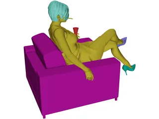 Woman on Chair 3D Model