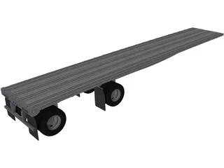 Semi Flat Bed Trailer 45 Foot 3D Model