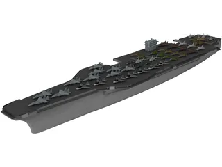 Military Ship with Airplanes 3D Model