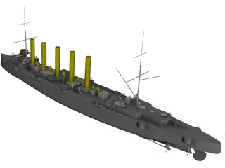 Askold Russian Cruiser (1900) 3D Model