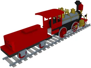 Toy Steam Locomotive with Tender 3D Model