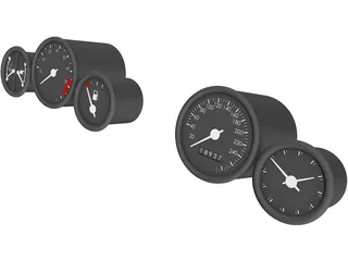 Dashboard Gauges 80 and 52mm 3D Model