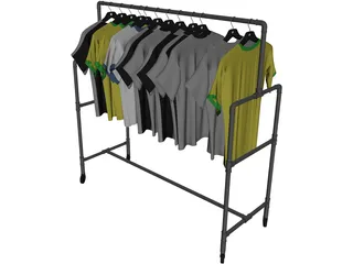 Shirts on Wardrobe 3D Model