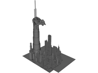 Futuristic Space City 3D Model