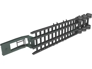 Trailer 3 Axes Flatbed 3D Model