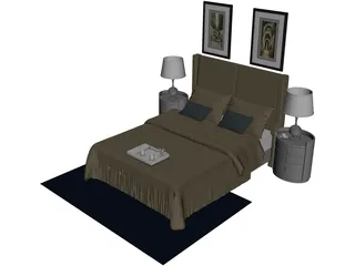 Fancy Bed King Size 3D Model