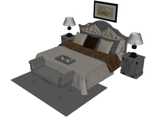 Fancy Bed King Size 3D Model