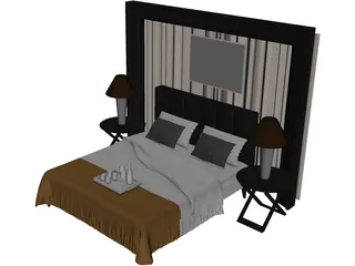 Fancy Couples Bed 3D Model