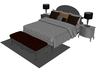 Fancy Bed King Size 3D Model